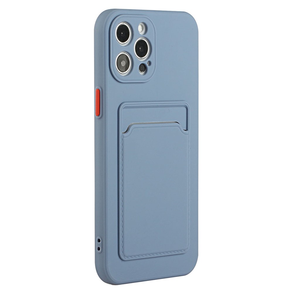 For iPhone 14 Pro Case Anti-drop TPU Phone Cover with Card Slot - Grey Blue