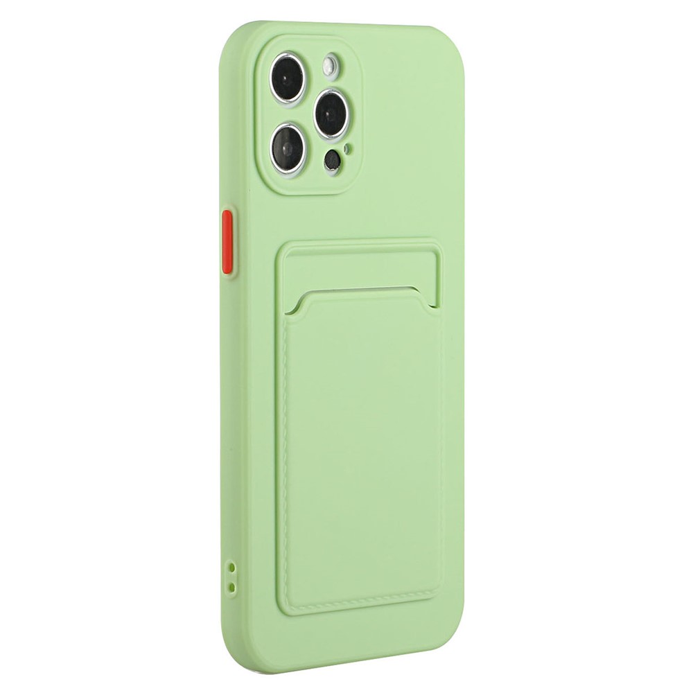 For iPhone 14 Pro Case Anti-drop TPU Phone Cover with Card Slot - Matcha Green