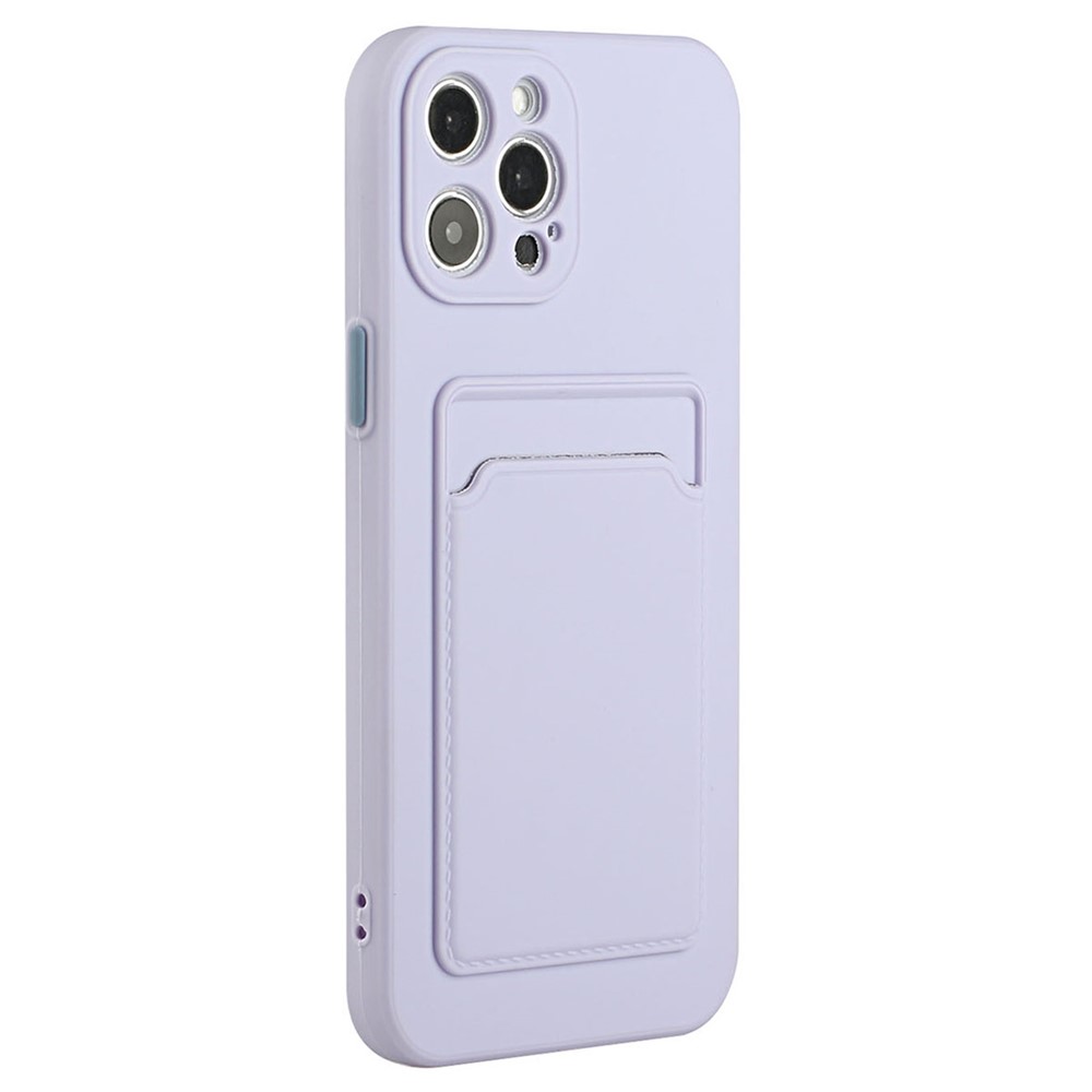 For iPhone 14 Pro Case Anti-drop TPU Phone Cover with Card Slot - Purple