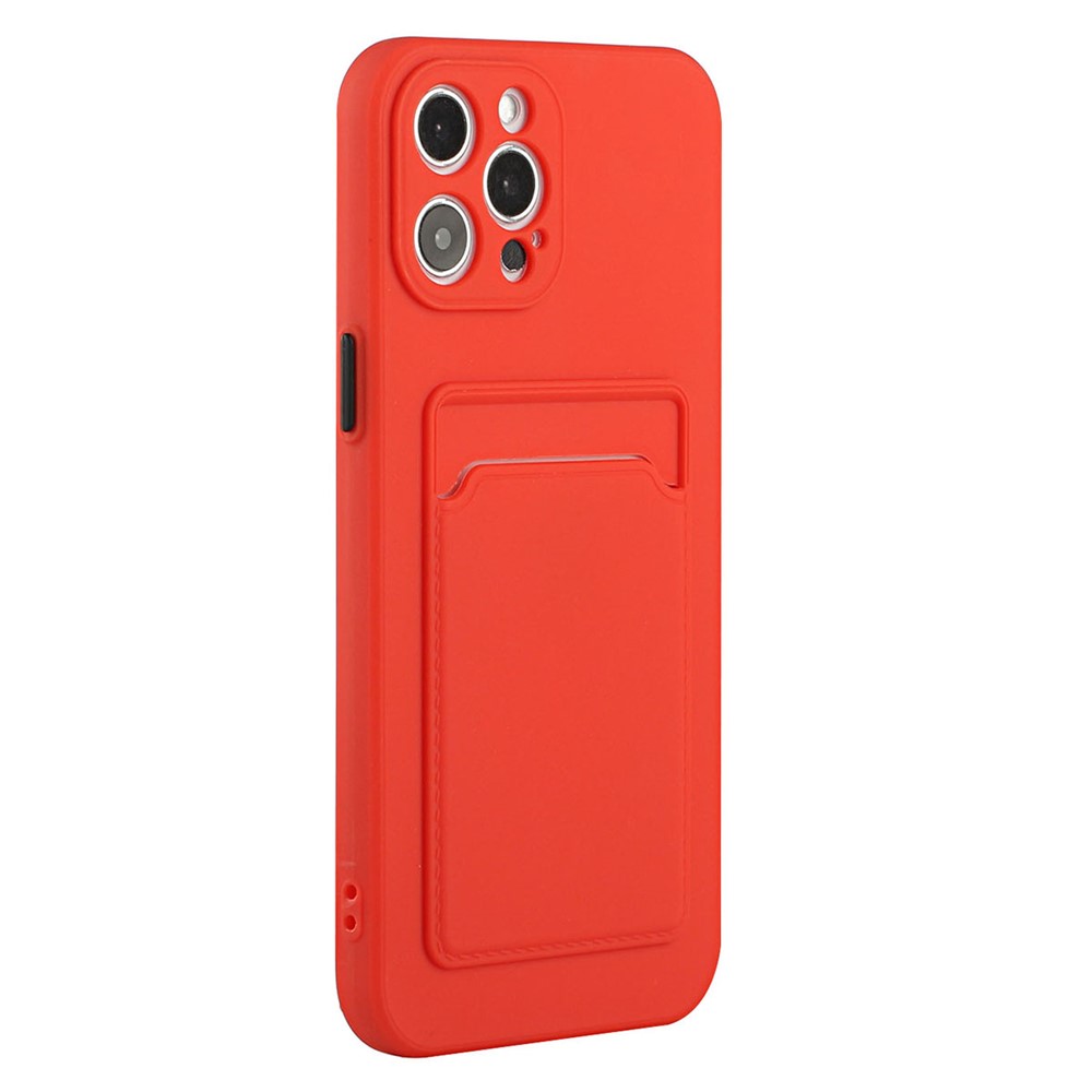 For iPhone 14 Pro Case Anti-drop TPU Phone Cover with Card Slot - Red
