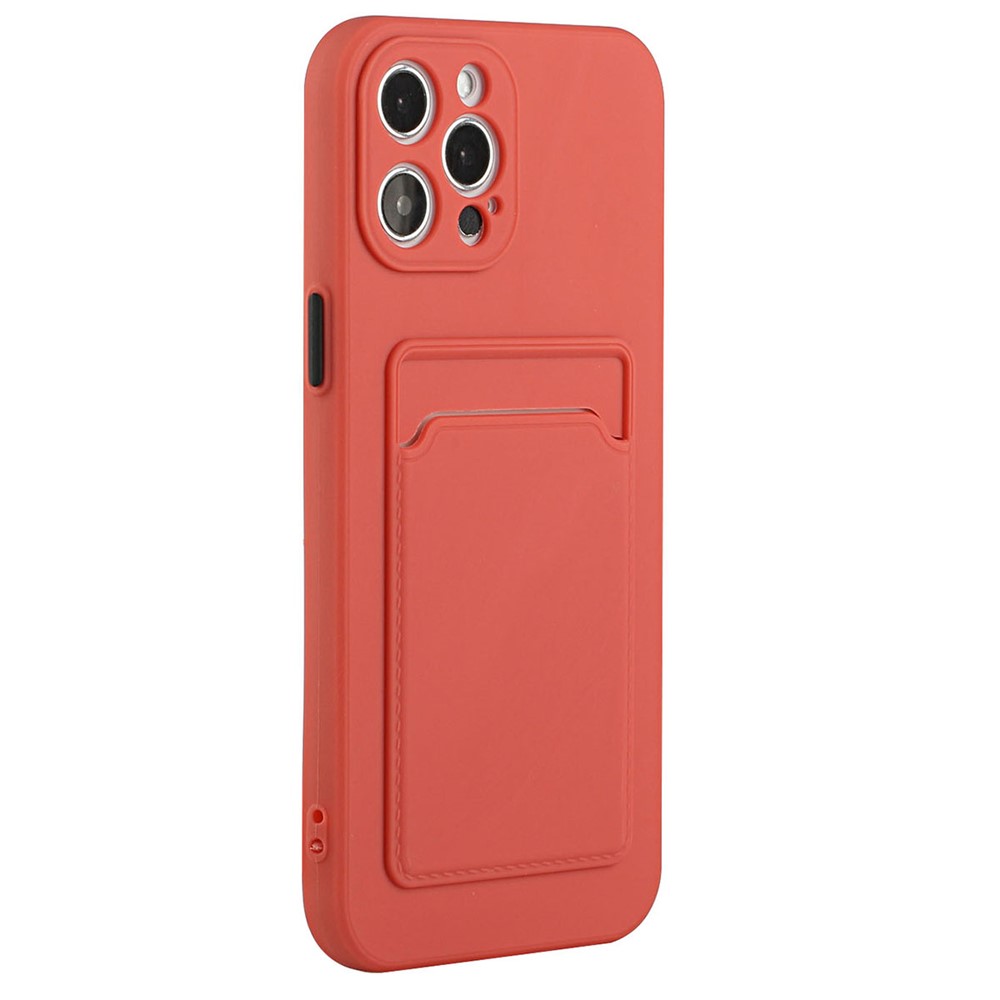 For iPhone 14 Pro Case Anti-drop TPU Phone Cover with Card Slot - Hawthorn Red