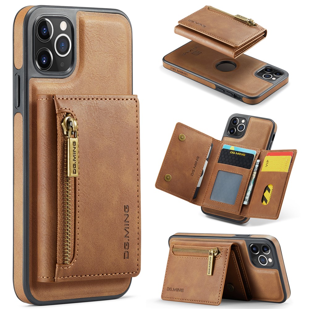 DG.MING M5 Series For iPhone 11 Pro Case Detachable Magnetic Leather Phone Cover with Card Slots - Brown