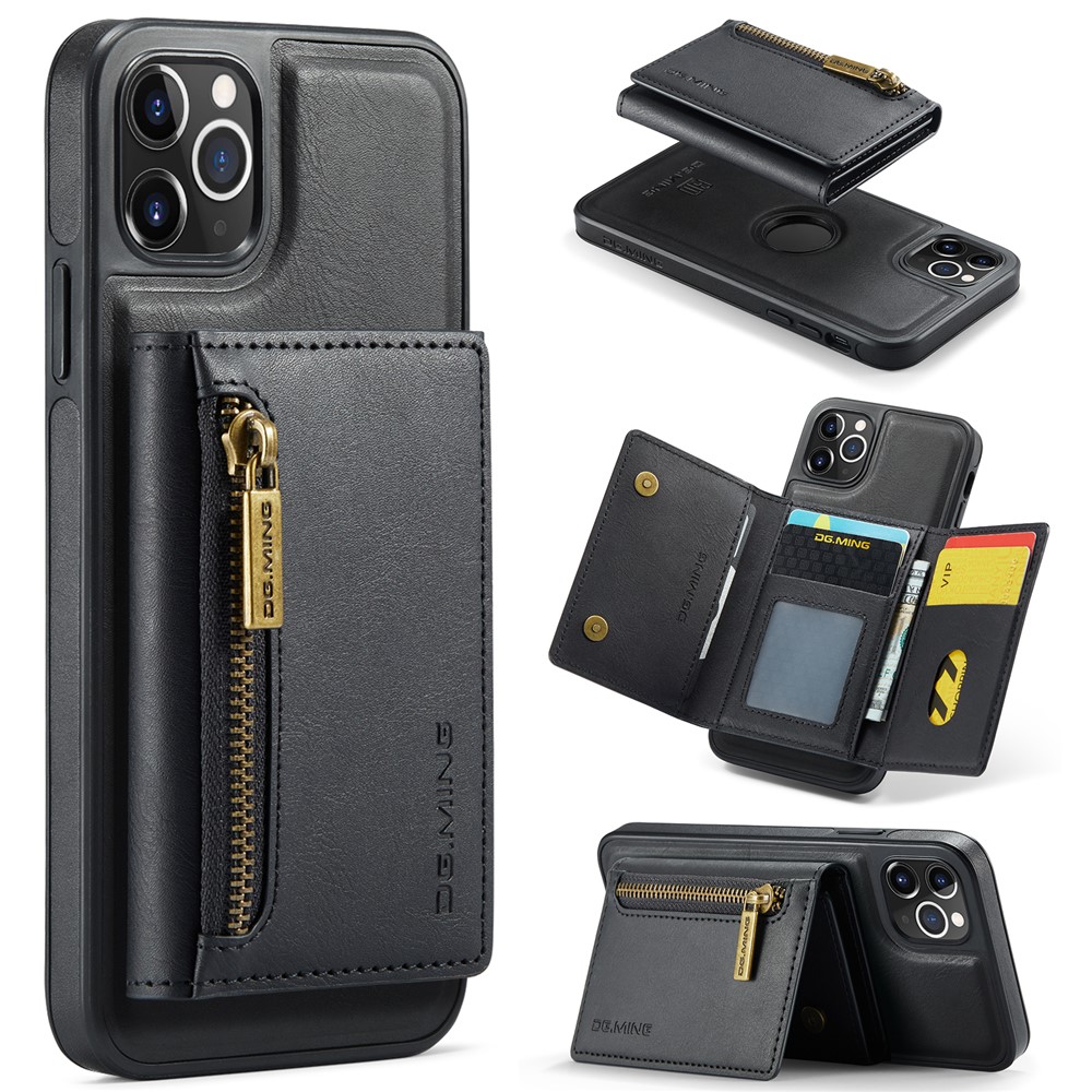 DG.MING M5 Series For iPhone 11 Pro Case Detachable Magnetic Leather Phone Cover with Card Slots - Black