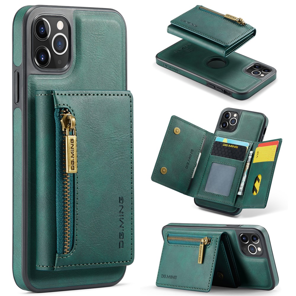 DG.MING M5 Series For iPhone 11 Pro Case Detachable Magnetic Leather Phone Cover with Card Slots - Green