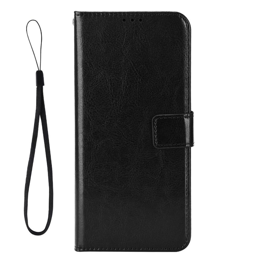 For Xiaomi Poco C40 4G Full Protection Crazy Horse Texture Phone Case PU Leather Flip Wallet Stand Cover - Black-5
