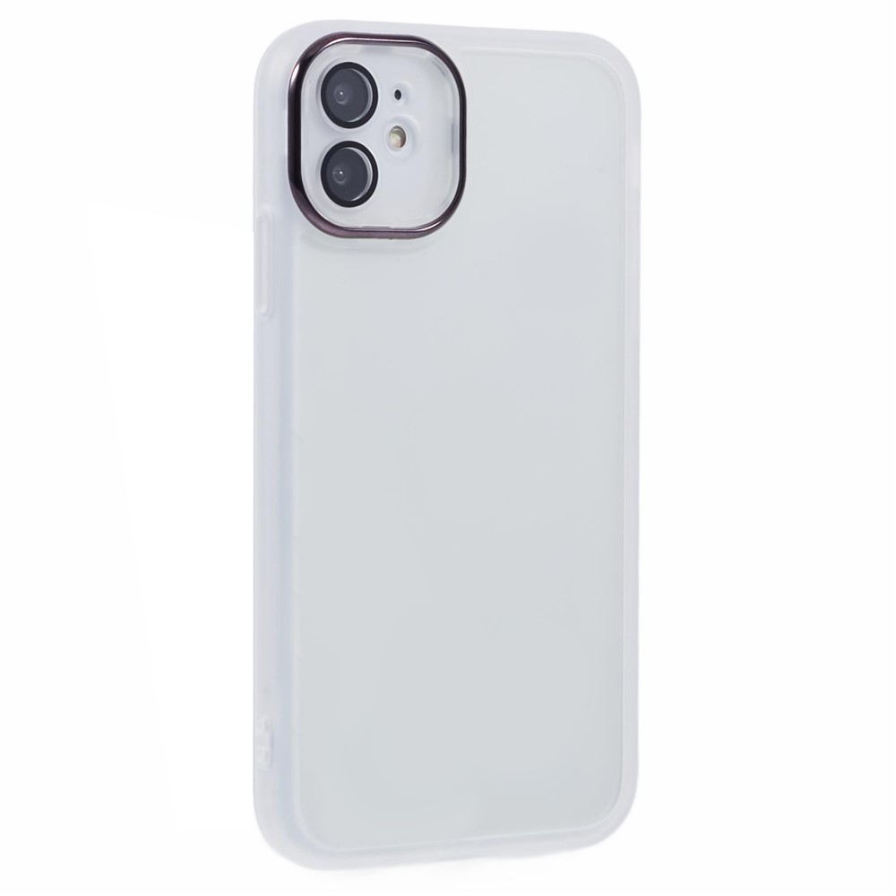 DKSM Series For iPhone 11 Case Electroplated Camera Frame TPU Phone Cover - Transparent White