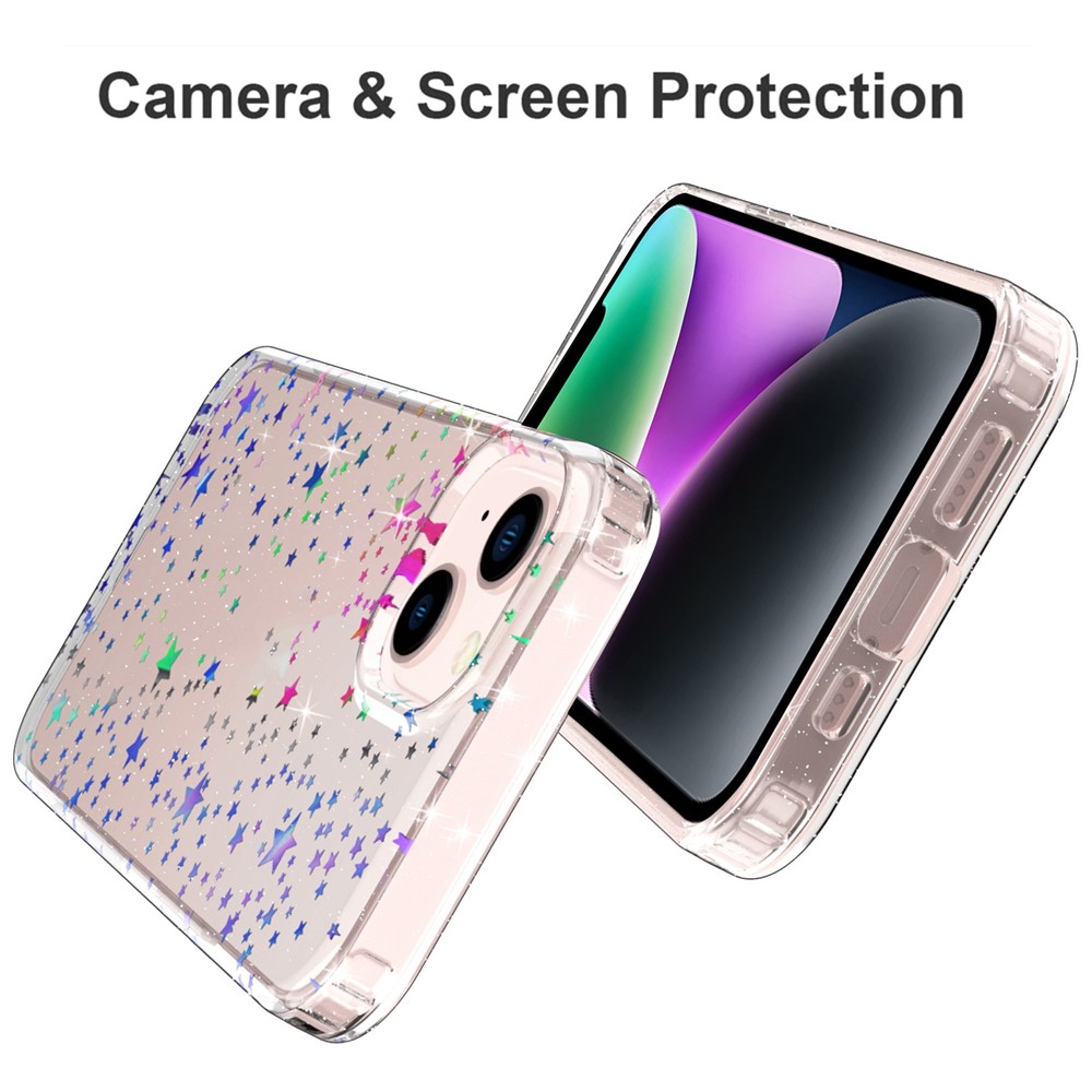 GW18 PC + TPU Thickened Phone Case for iPhone 14 Plus, Laser Pattern Printed Anti-drop Back Cover - Star-2