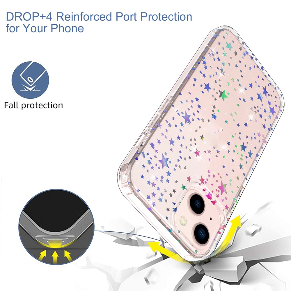 GW18 PC + TPU Thickened Phone Case for iPhone 14 Plus, Laser Pattern Printed Anti-drop Back Cover - Star-4