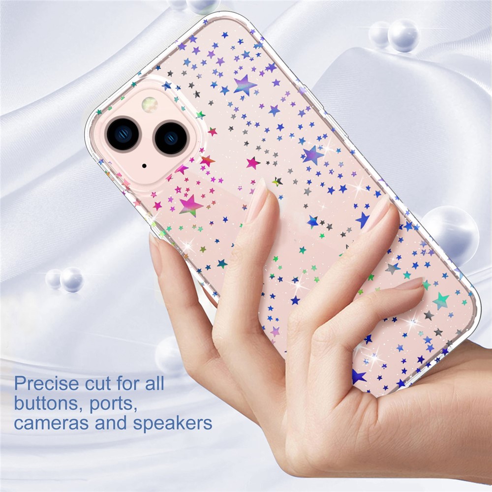 GW18 PC + TPU Thickened Phone Case for iPhone 14 Plus, Laser Pattern Printed Anti-drop Back Cover - Star-5