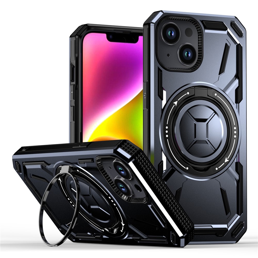 For iPhone 15 Case Kickstand TPU+PC Phone Cover Compatible with MagSafe - Light Purple