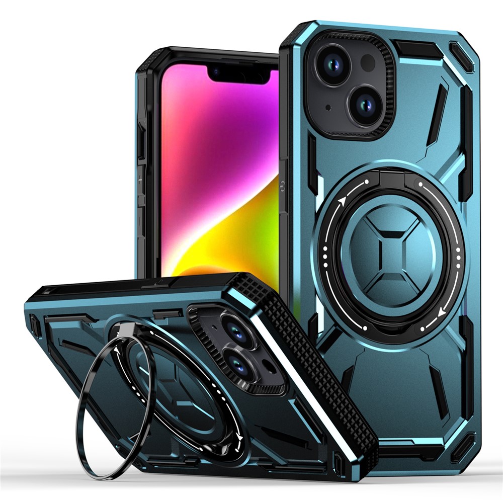 For iPhone 15 Case Kickstand TPU+PC Phone Cover Compatible with MagSafe - Baby Blue