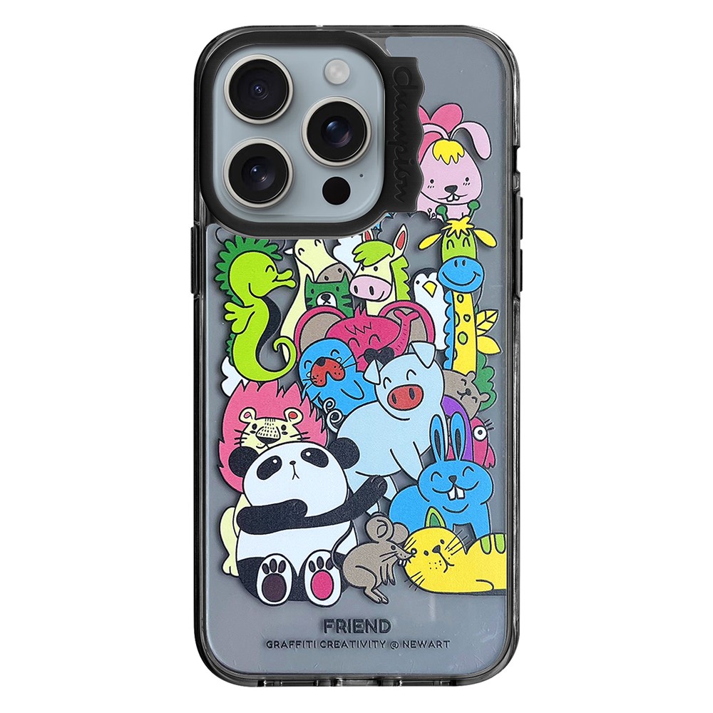 For iPhone 13 Pro Case Pattern Printed PC + TPU Phone Protective Cover - Black / Animals