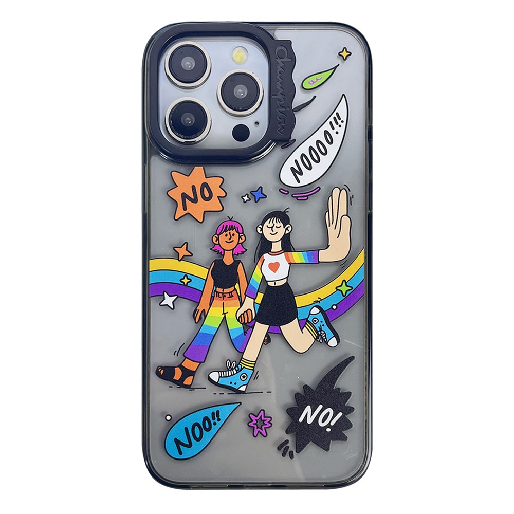 For iPhone 14 Pro Case Cute Pattern PC + TPU Phone Cover Anti-Scratch - No