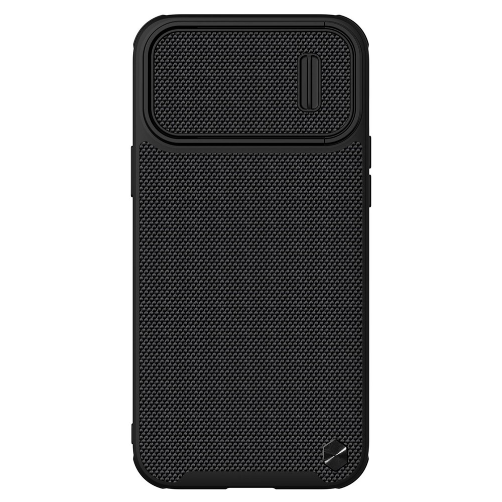 NILLKIN For iPhone 14 Plus Nylon Fiber Textured Phone Case Hard PC + Soft TPU Hybrid Cover with Slide Camera Protection - Black-2