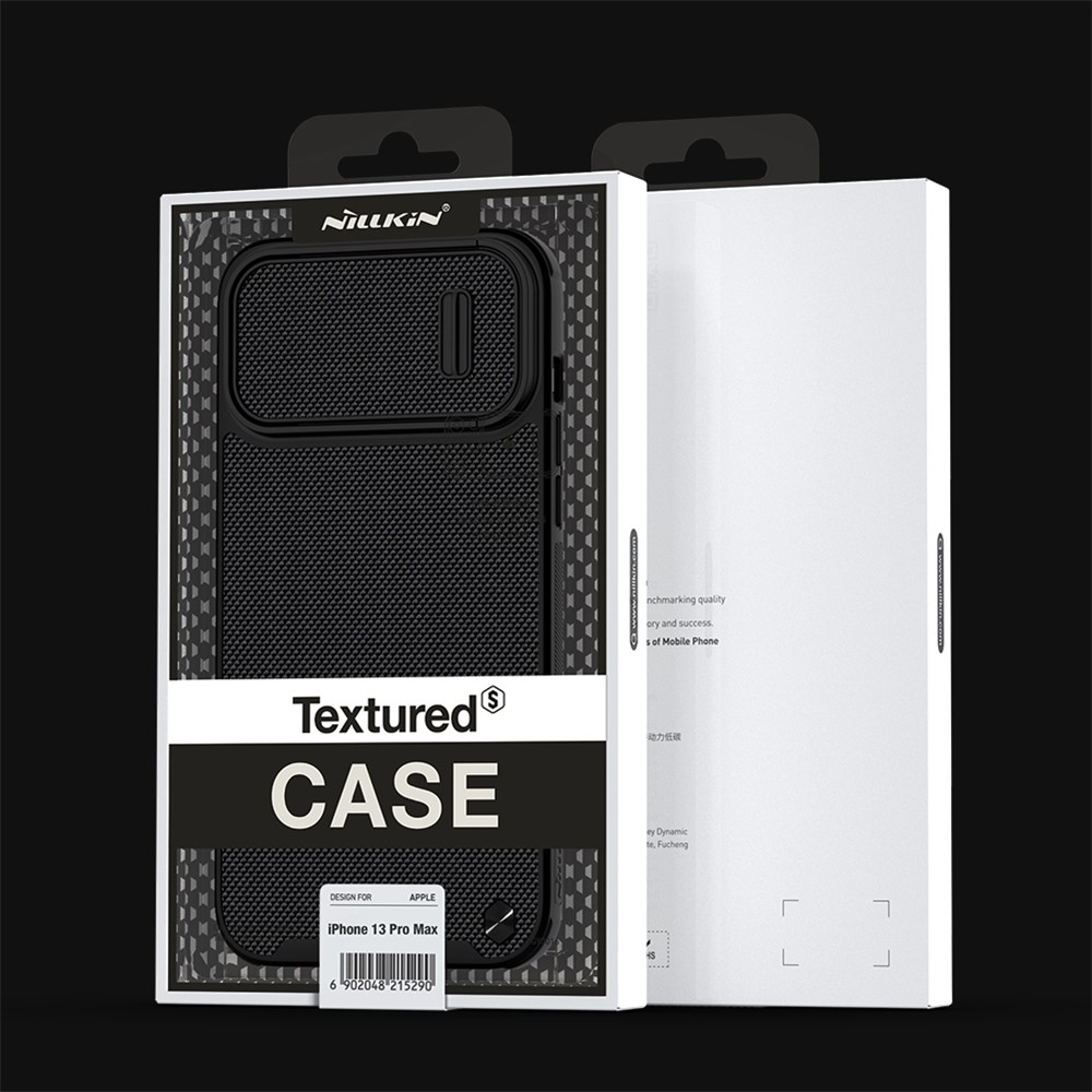 NILLKIN For iPhone 14 Plus Nylon Fiber Textured Phone Case Hard PC + Soft TPU Hybrid Cover with Slide Camera Protection - Black-6