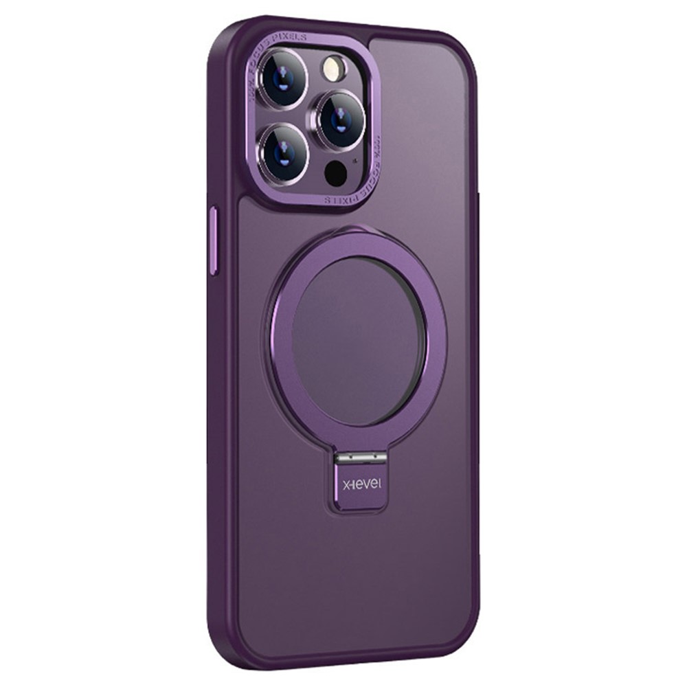 X-LEVEL For iPhone 14 Pro Case TPU+PC Phone Cover with Magnetic Invisible Kickstand - Purple