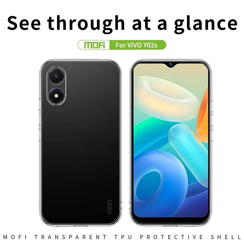 MOFI for vivo Y02s 4G Clear Crystal Not-Yellowing Case Flexible TPU Anti-Scratch Protective Phone Cover-10
