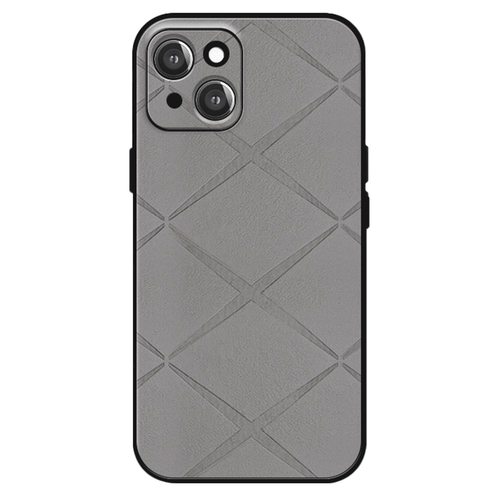 For iPhone 13 Case PU Leather+PC+TPU Phone Cover Precise Lens Protection - Grey