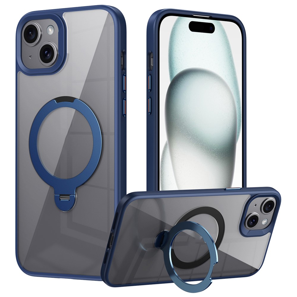 For iPhone 15 Case Compatible with MagSafe TPU+Acrylic Kickstand Clear Phone Cover - Blue