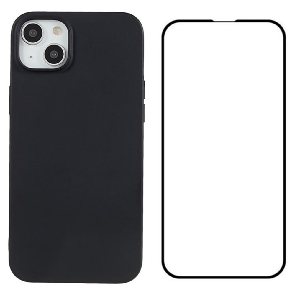 WANLONFENG MS Series for iPhone 15 TPU Case Matte Phone Cover with Screen Film (Big Lens Hole)