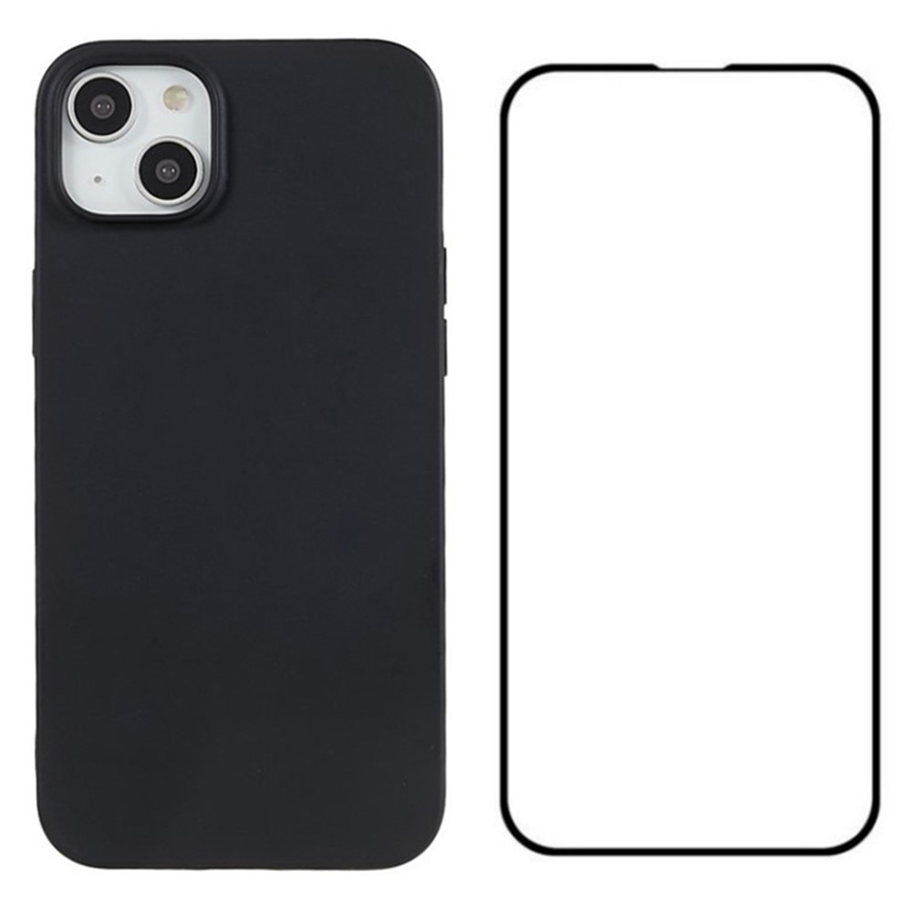 WANLONFENG MS Series for iPhone 15 Plus Case Matte TPU Back Cover with Screen Protector (Big Lens Hole)