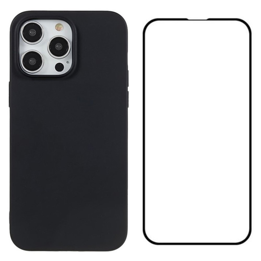 WANLONFENG MS Series for iPhone 13 Pro Max Case TPU Soft Phone Cover with Screen Film (Big Lens Hole)