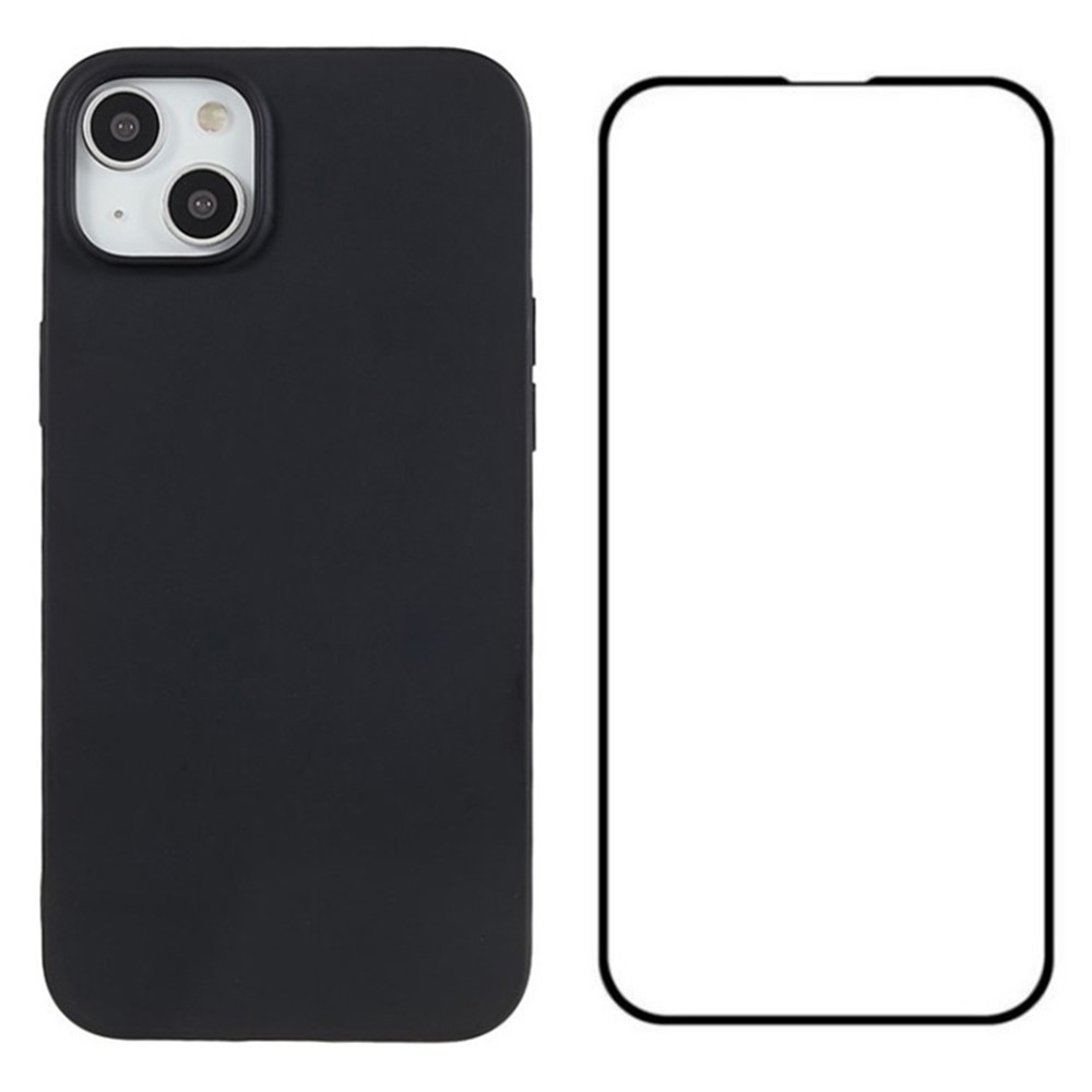 WANLONFENG MS Series for iPhone 13 TPU Phone Case with Tempered Glass Film (Big Lens Hole)