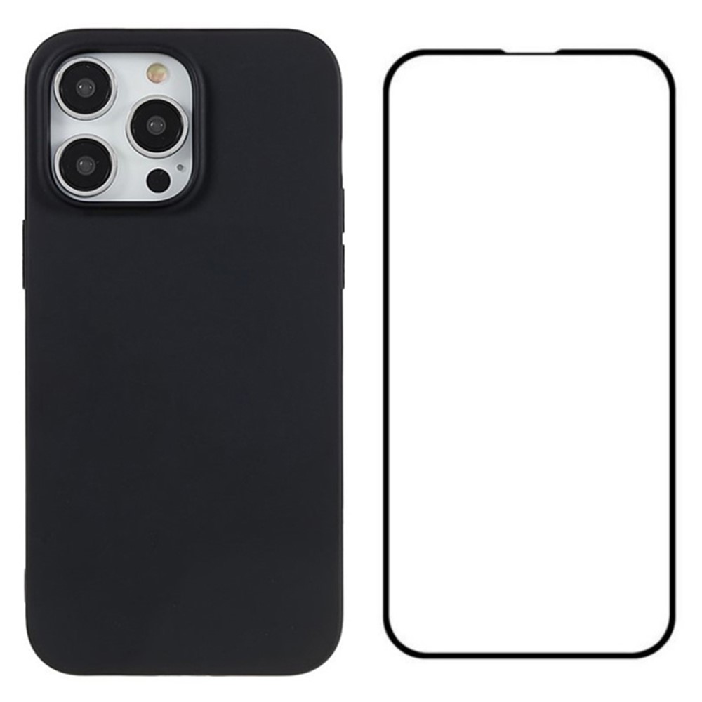 WANLONFENG MS Series for iPhone 13 Pro TPU Matte Phone Case with Screen Protector (Big Lens Hole)