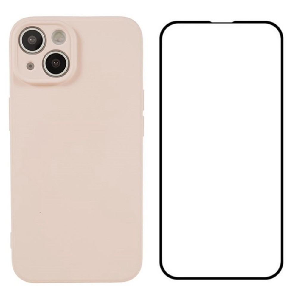 WANLONFENG RB2 Series for iPhone 15 Case Precise Cutout TPU Phone Cover with Screen Film - Pink