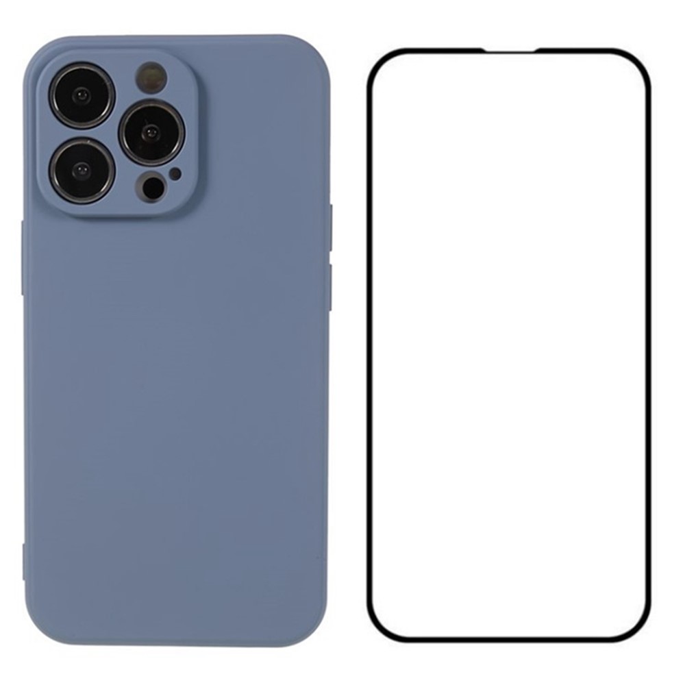 WANLONFENG RB2 Series for iPhone 13 Pro Max Case TPU Phone Cover with Screen Film (Precise Cutout) - Lavender Grey