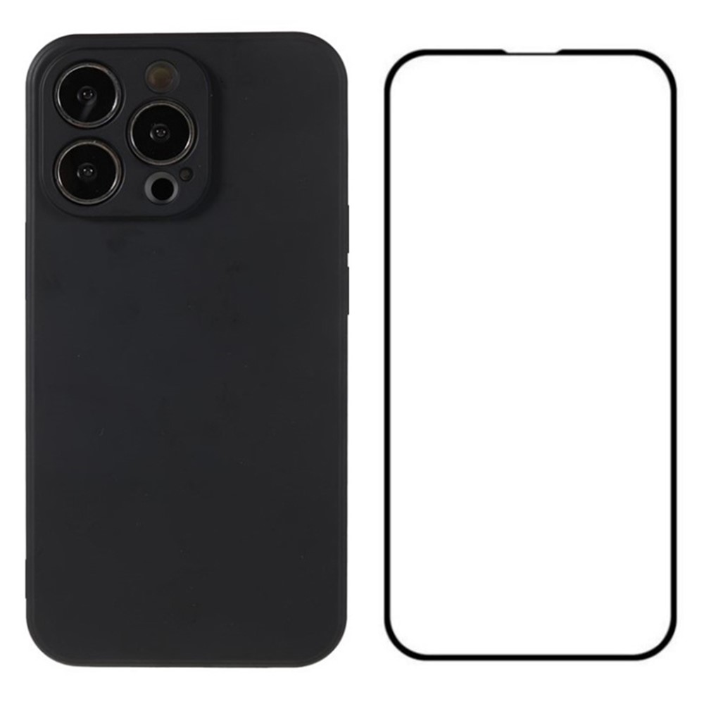 WANLONFENG RB2 Series for iPhone 13 Pro Case Soft TPU Phone Cover with Screen Protector (Precise Cutout) - Black