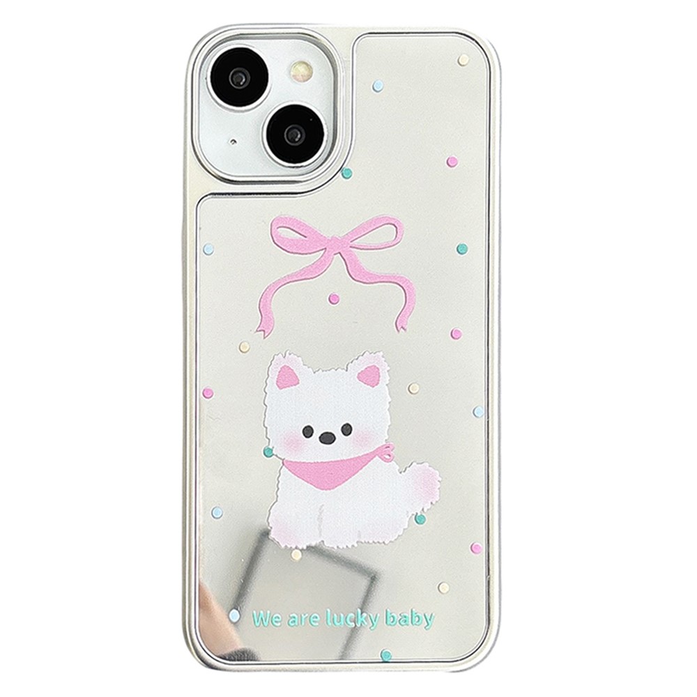For iPhone 13 Case PC+TPU Phone Cover Silver Edge Pattern Design - Mirror Dog