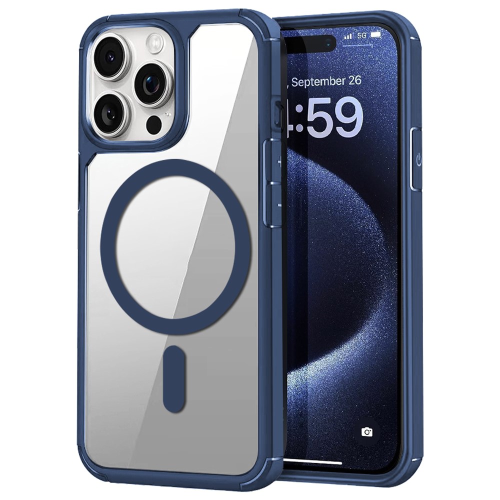 For iPhone 14 Pro Magnetic Case TPU + Acrylic Phone Back Cover Compatible with MagSafe - Royal Blue