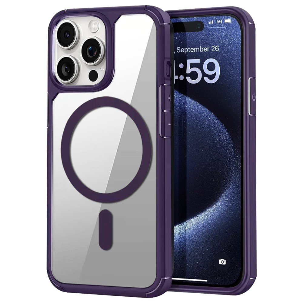 For iPhone 13 Pro Max Magnetic Case TPU + Acrylic Phone Back Cover Compatible with MagSafe - Purple