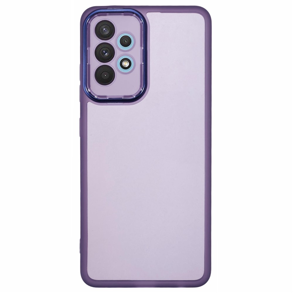DKSM Series For Samsung Galaxy M32 5G / A32 5G Case Electroplated Camera Frame TPU Phone Cover - Transparent Purple