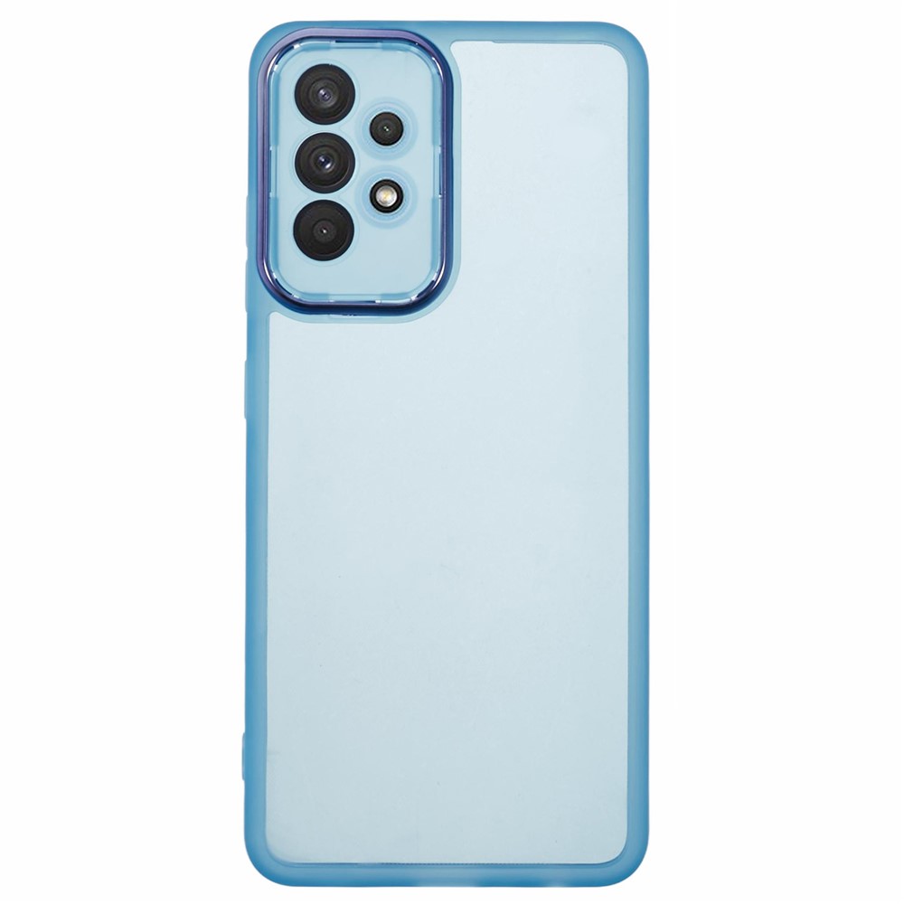 DKSM Series For Samsung Galaxy M32 5G  /  A32 5G Case Electroplated Camera Frame TPU Phone Cover - Transparent Cyan