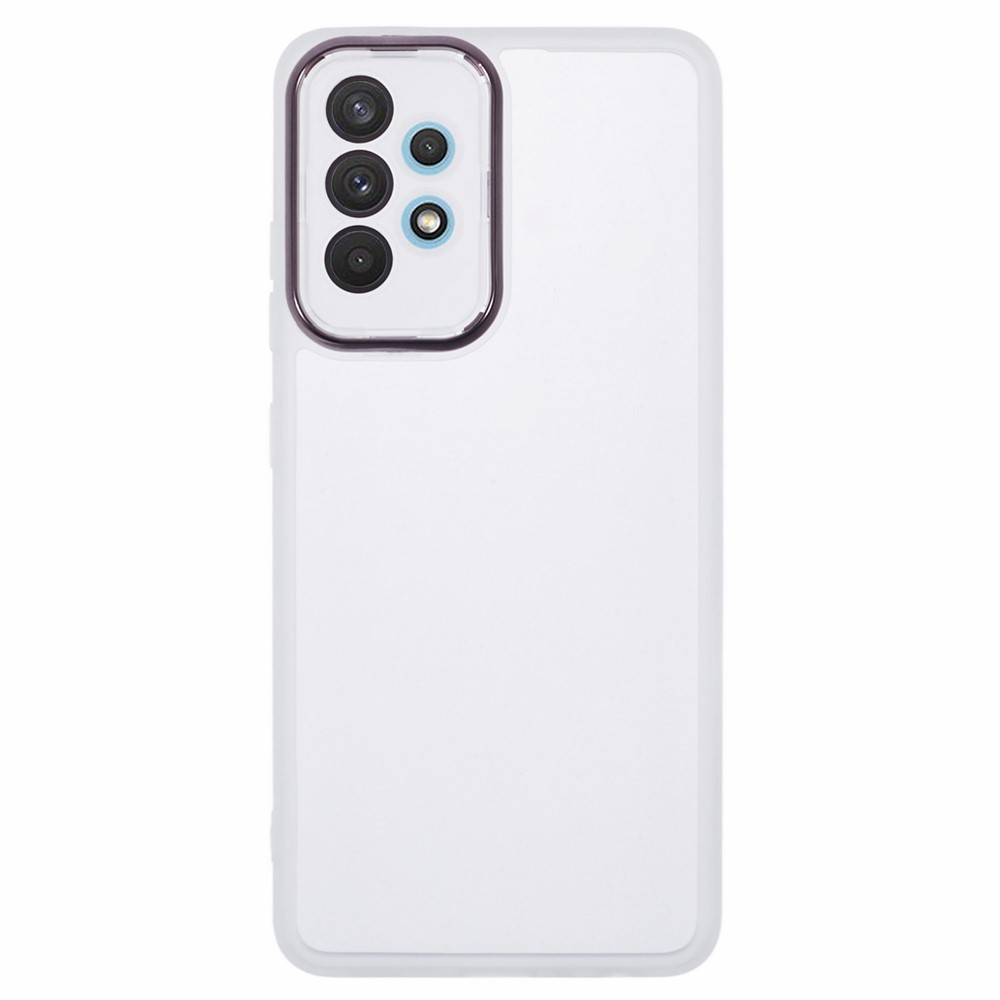 DKSM Series For Samsung Galaxy M32 5G / A32 5G Case Electroplated Camera Frame TPU Phone Cover - Transparent White