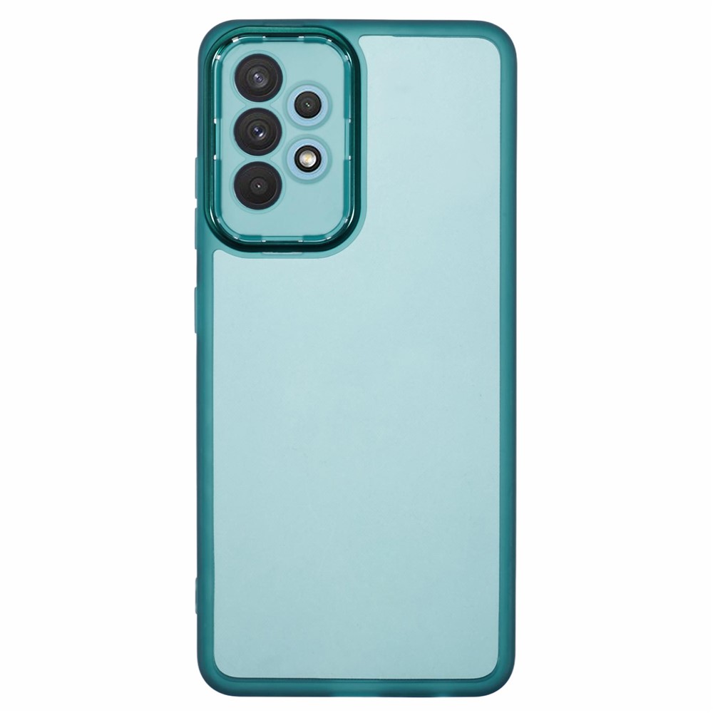 DKSM Series For Samsung Galaxy M32 5G  /  A32 5G Case Electroplated Camera Frame TPU Phone Cover - Transparent Army Green