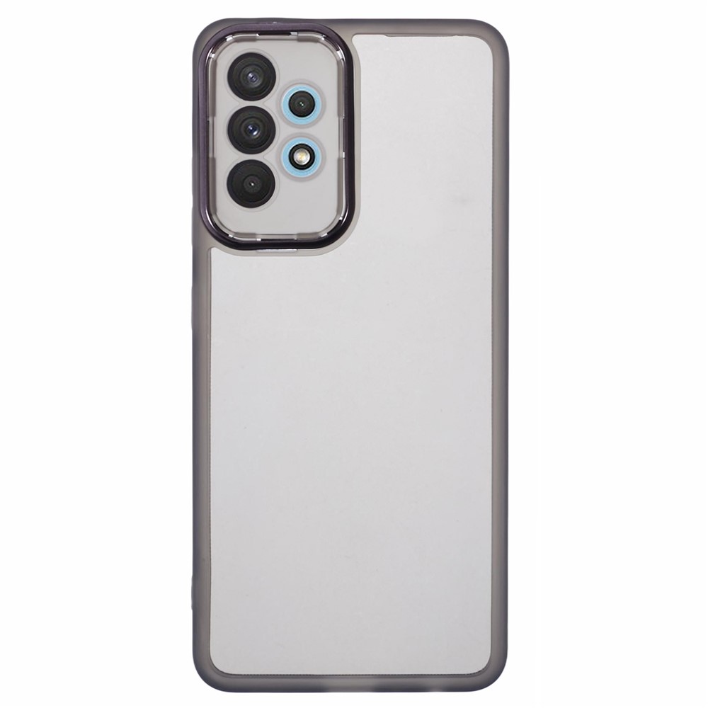 DKSM Series For Samsung Galaxy M32 5G  /  A32 5G Case Electroplated Camera Frame TPU Phone Cover - Transparent Black