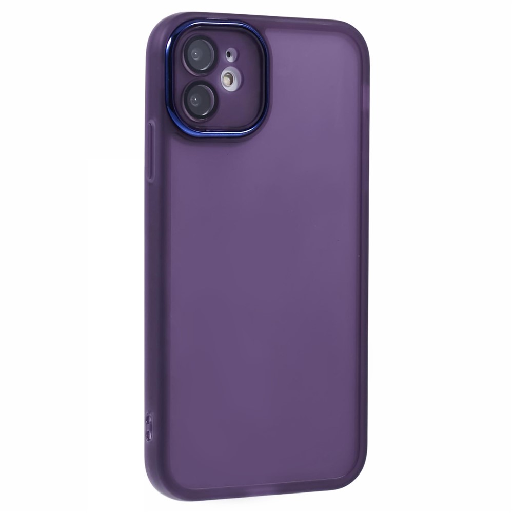 DKSM Series For iPhone 12 Case Electroplated Camera Frame TPU Phone Cover - Transparent Purple