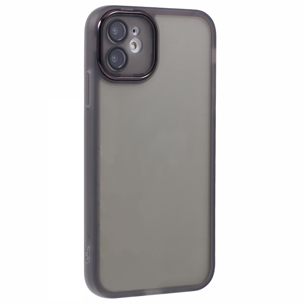 DKSM Series For iPhone 12 Case Electroplated Camera Frame TPU Phone Cover - Transparent Black