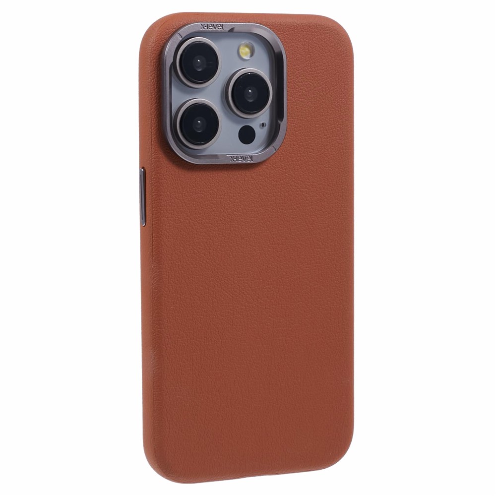 X-LEVEL For iPhone 14 Pro Max Case Slim PU Leather Hard PC Shell Phone Cover - Brown