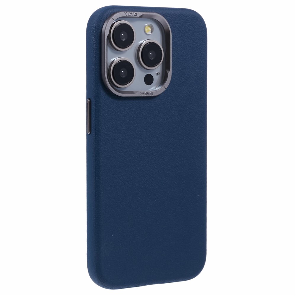 X-LEVEL For iPhone 14 Pro Max Case Slim PU Leather Hard PC Shell Phone Cover - Blue