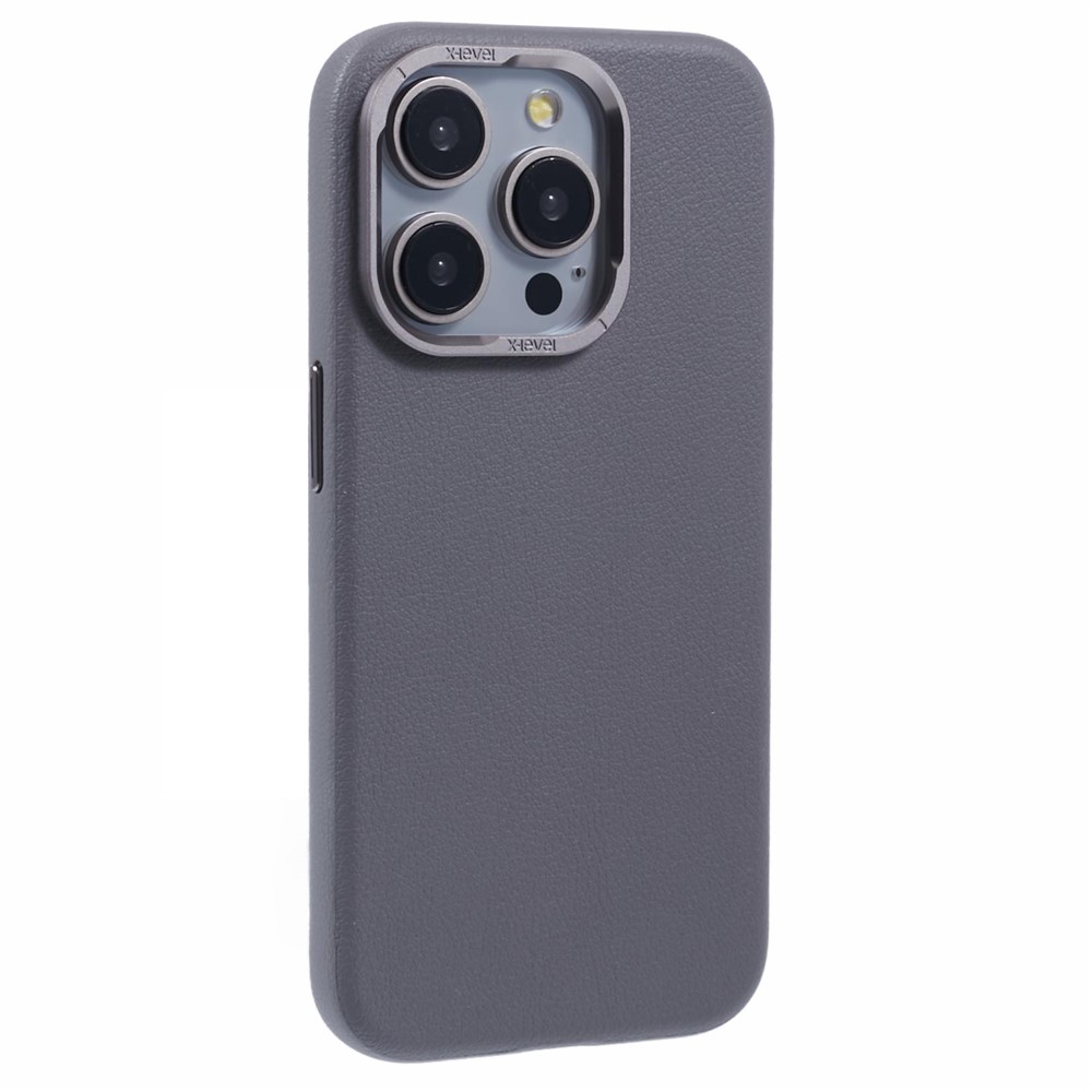 X-LEVEL For iPhone 14 Pro Max Case Slim PU Leather Hard PC Shell Phone Cover - Grey