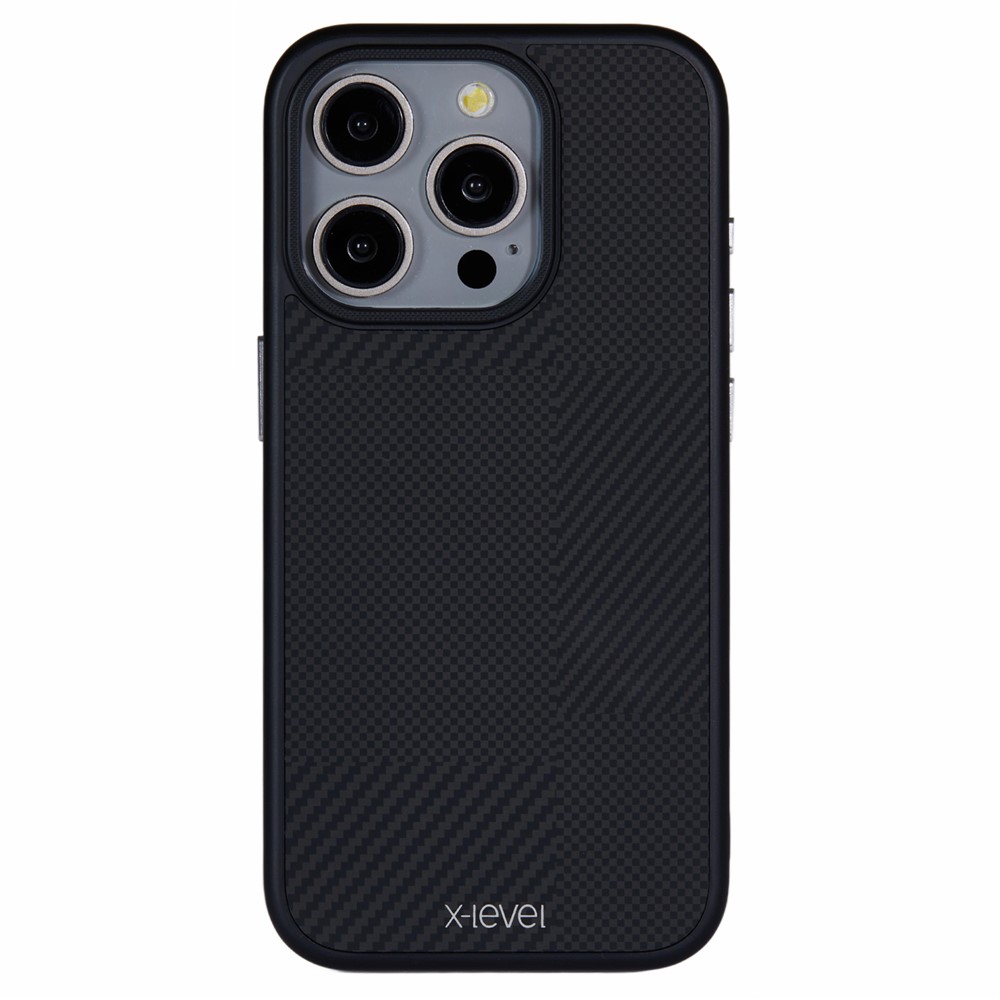 X-LEVEL For iPhone 14 Pro Max Case Hard PC Anti-Scratch Phone Cover Carbon Nano Fiber Texture - Black