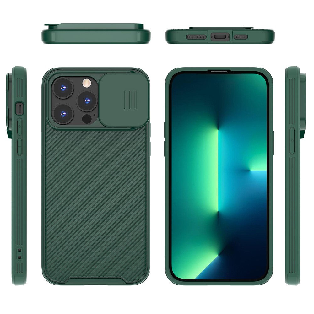 For iPhone 14 Pro Magnetic Case with Slide Camera Guard PC+TPU Phone Cover - Green