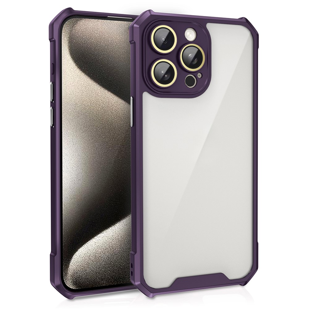 For iPhone 13 Pro Max Case Scratch Resistant Acrylic+TPU Phone Cover with Glass Lens Film - Purple