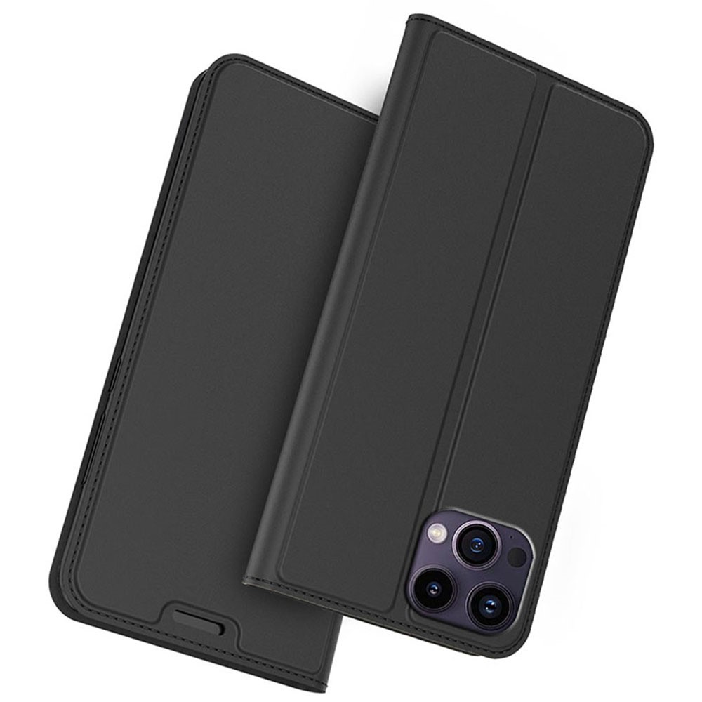 For iPhone 14 Pro Max Case Magnetic Closure Flip Leather Phone Cover Card Holder - Black