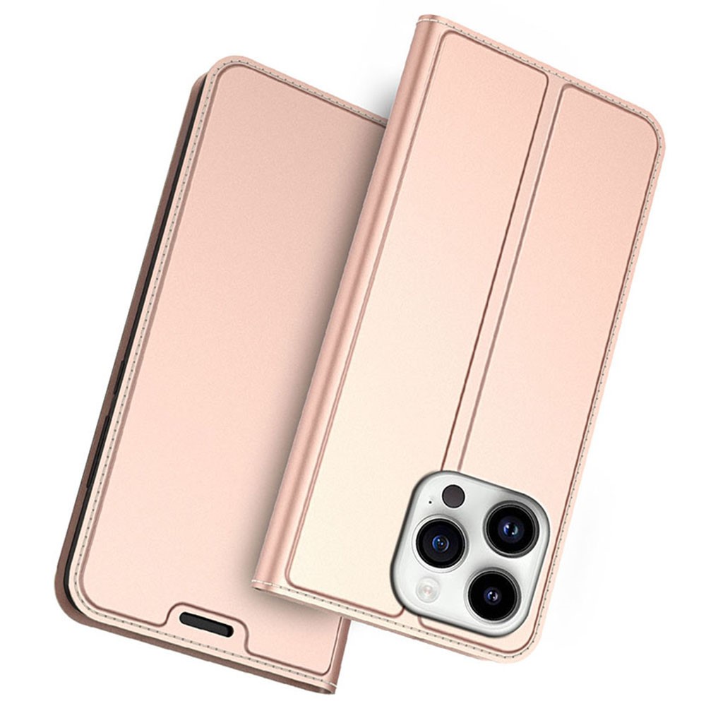 For iPhone 14 Pro Case Magnetic Closure Shockproof Leather Phone Cover Card Holder - Rose Gold