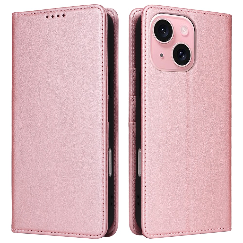 For iPhone 15 Plus / 14 Plus Case RFID Blocking PU Leather Wallet Stand Cover - Pink